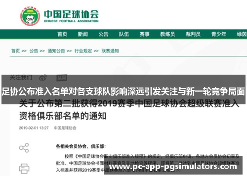 足协公布准入名单对各支球队影响深远引发关注与新一轮竞争局面